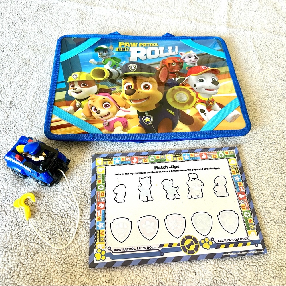 Paw Patrol Chase's Rescue Racer & Let's Roll Lap Desk, activity bundle